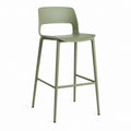 Sgabello da bar verde salvia in polipropilene e acciaio tubolare con schienale 42 x 48 x 96 cm