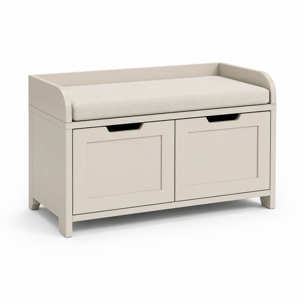 Panca contenitore fondoletto beige in MDF con cuscino imbottito 100 x 40 x 60 cm