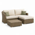 Set divano da giardino angolare con tavolino tortora in rattan PE e alluminio 200 x 140 x 75 cm