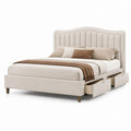 Letto contenitore matrimoniale beige in poliestere rettangolare 160 x 200 cm