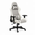 Sedia gaming ergonomica bianca e grigia in pelle PU con schienale reclinabile 65 x 65 x 125-135 cm