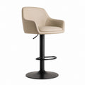 Sgabello da bar regolabile beige in similpelle PU con base rotonda nera 55 x 52 x 91-112 cm