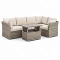 Set divano angolare da giardino 4 posti con tavolino grigio in rattan PE 240 x 70 x 63 cm