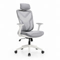 Sedia da ufficio ergonomica grigia in rete di poliestere e PU con poggiatesta 64 x 64 x 118-128 cm
