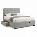 Letto contenitore matrimoniale grigio in poliestere con 3 cassetti 160 x 200 cm