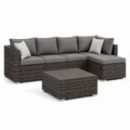 Set divano da giardino angolare 4 posti con tavolino grigio in rattan PE 230 x 180 cm