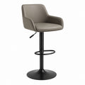 Sgabello da bar girevole regolabile grigio tortora in PU con base in acciaio 52 x 54 x 92-113 cm