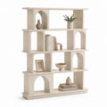 Libreria a giorno crema in MDF con 4 ripiani 120 x 30 x 180 cm