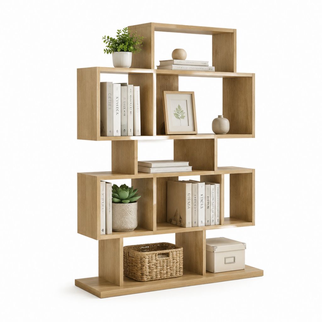 Libreria a giorno modulare color rovere in pannello truciolare 120 x 30 x 180 cm