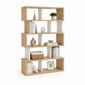 Libreria rettangolare a 5 ripiani rovere e bianco in pannello truciolare 80 x 24 x 160 cm
