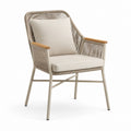 Poltrona da giardino con cuscini beige in alluminio e corda in polipropilene 65 x 75 x 88 cm