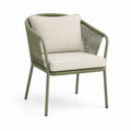 Sedia da giardino con braccioli verde oliva in alluminio e corda PP 62 x 65 x 80 cm