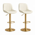 Set di 2 sgabelli da bar regolabili girevoli bianco e oro in poliuretano 48 x 52 x 91-111 cm